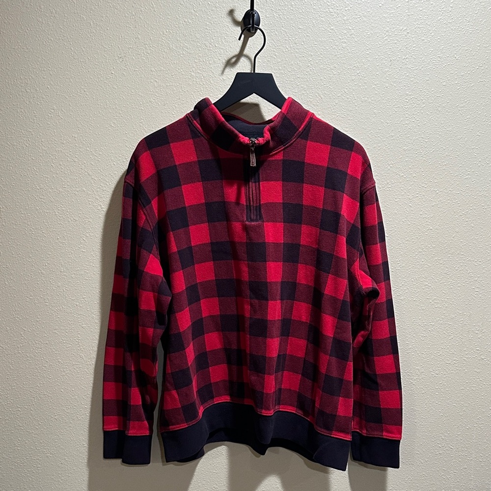 Lands' End 1/4 zip Buffalo Plaid Zip-Up Sweater | Size XL